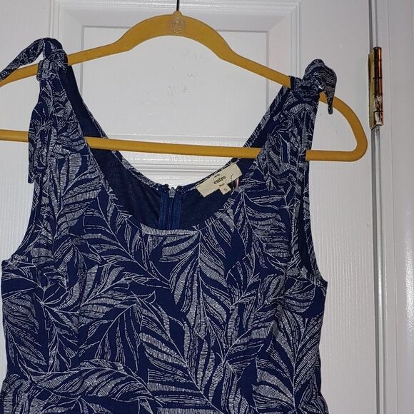 Entro Dress blue white patterned tie shoulder shift dress Sz S - Picture 3 of 5
